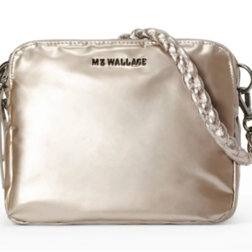 MZ Wallace Madison Nylon Crossbody Bag in gold. Like New condition.